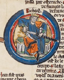 Portrait of Richard I the Lionheart in roll genealogy (MS 14 B VI, f.006r)