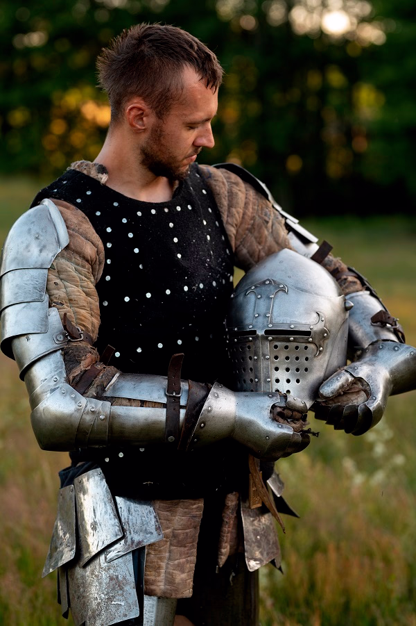 man dressed as medieval knight
